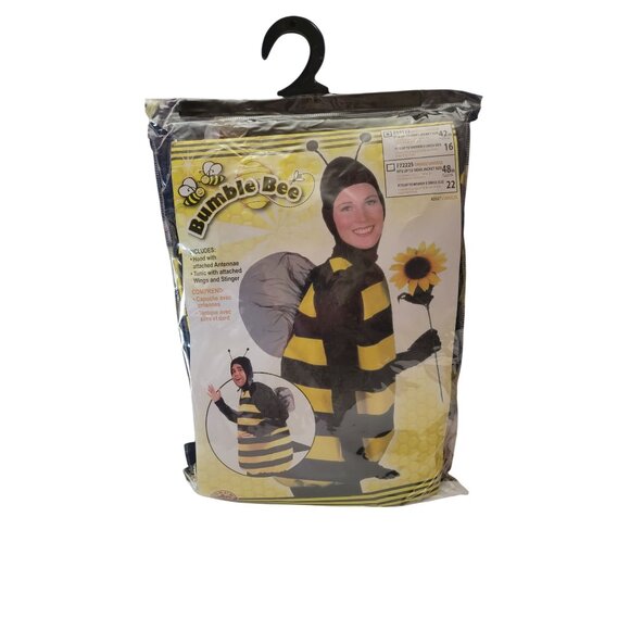 Bumble Bee Costume With Hood Antennae & Wings  Dress Up For Parties & Events - Picture 1 of 2